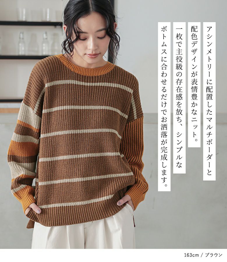 n'OrLABELマルチボーダーニット』