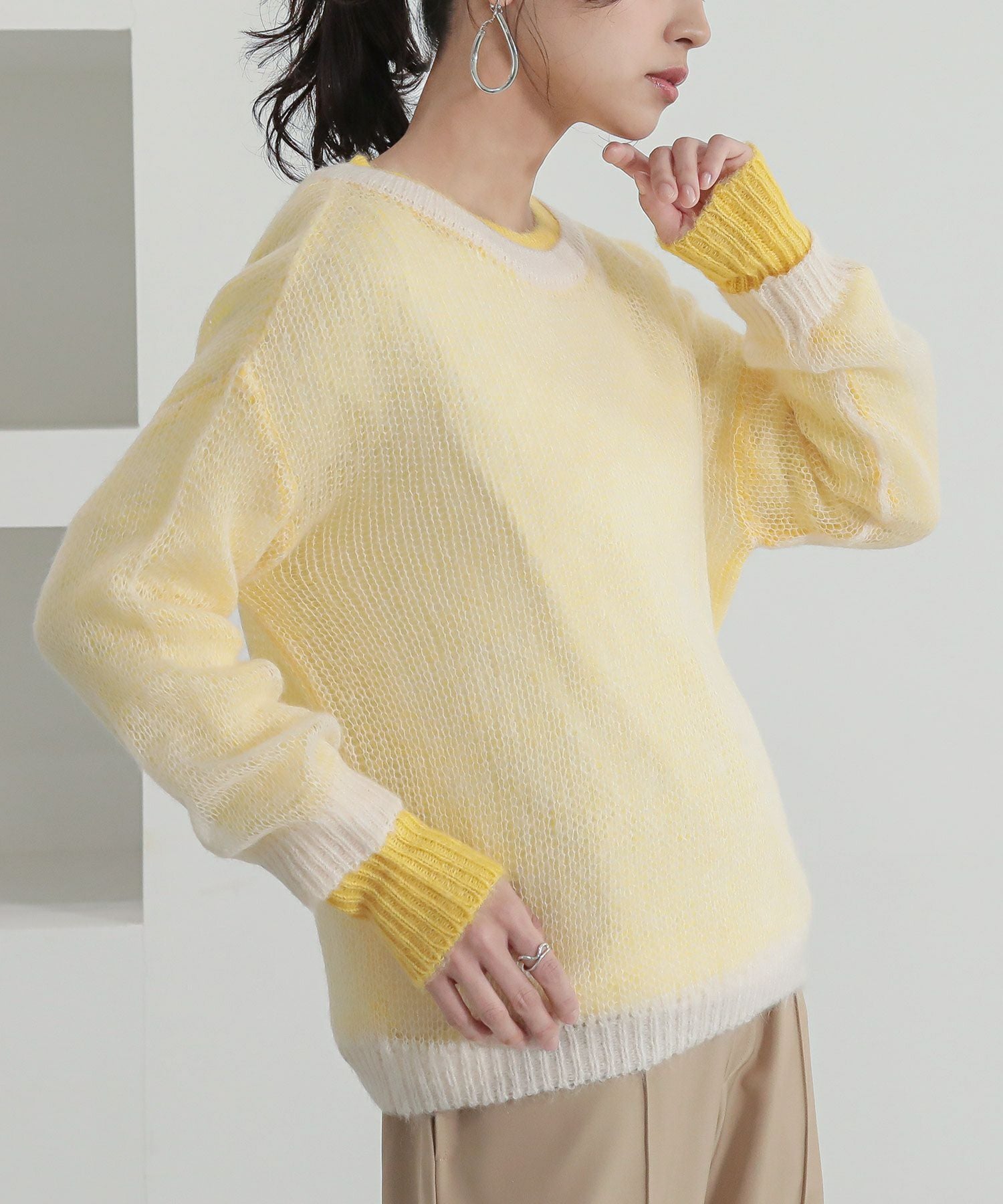 n'OrLABEL配色レイヤードモヘヤタッチニット』