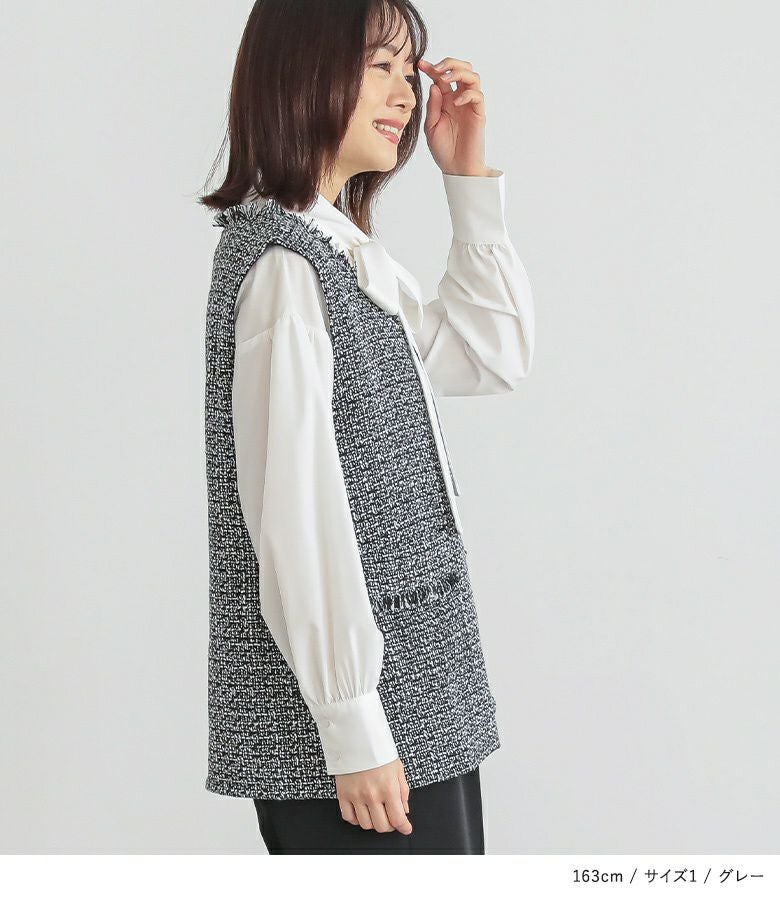 n'OrLABELフリンジツイードベスト』