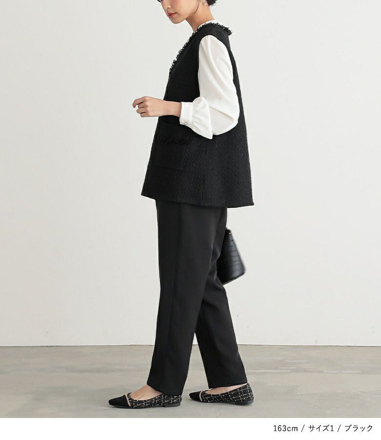 n'OrLABELフリンジツイードベスト』