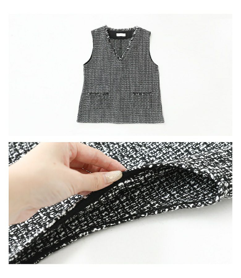 n'OrLABELフリンジツイードベスト』