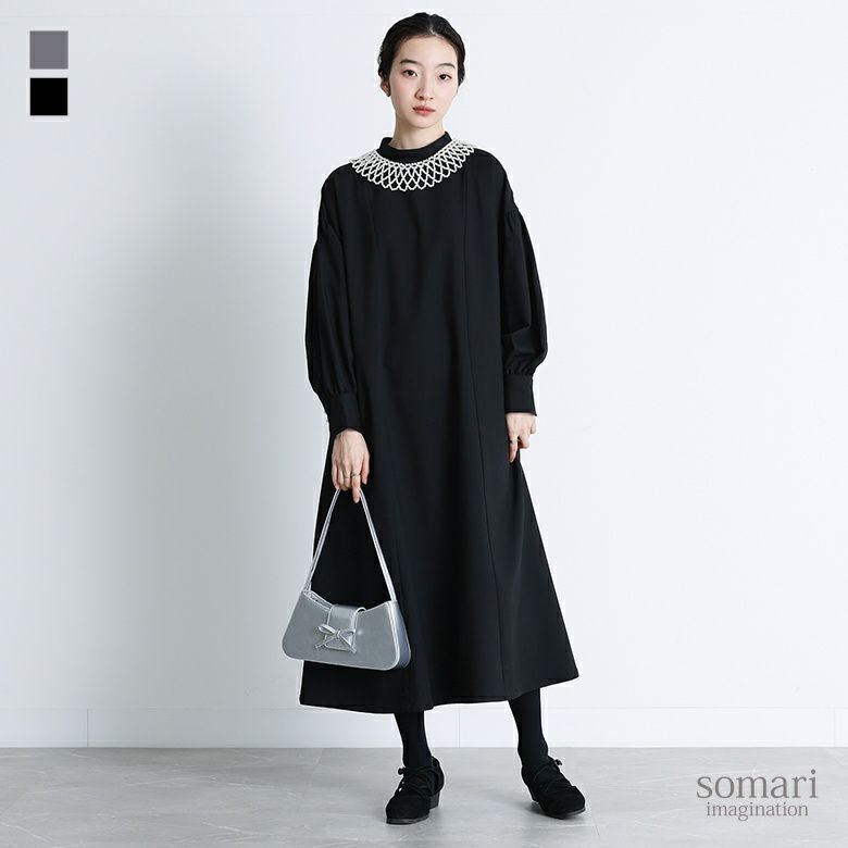 somari imaginationパール襟ワンピース』