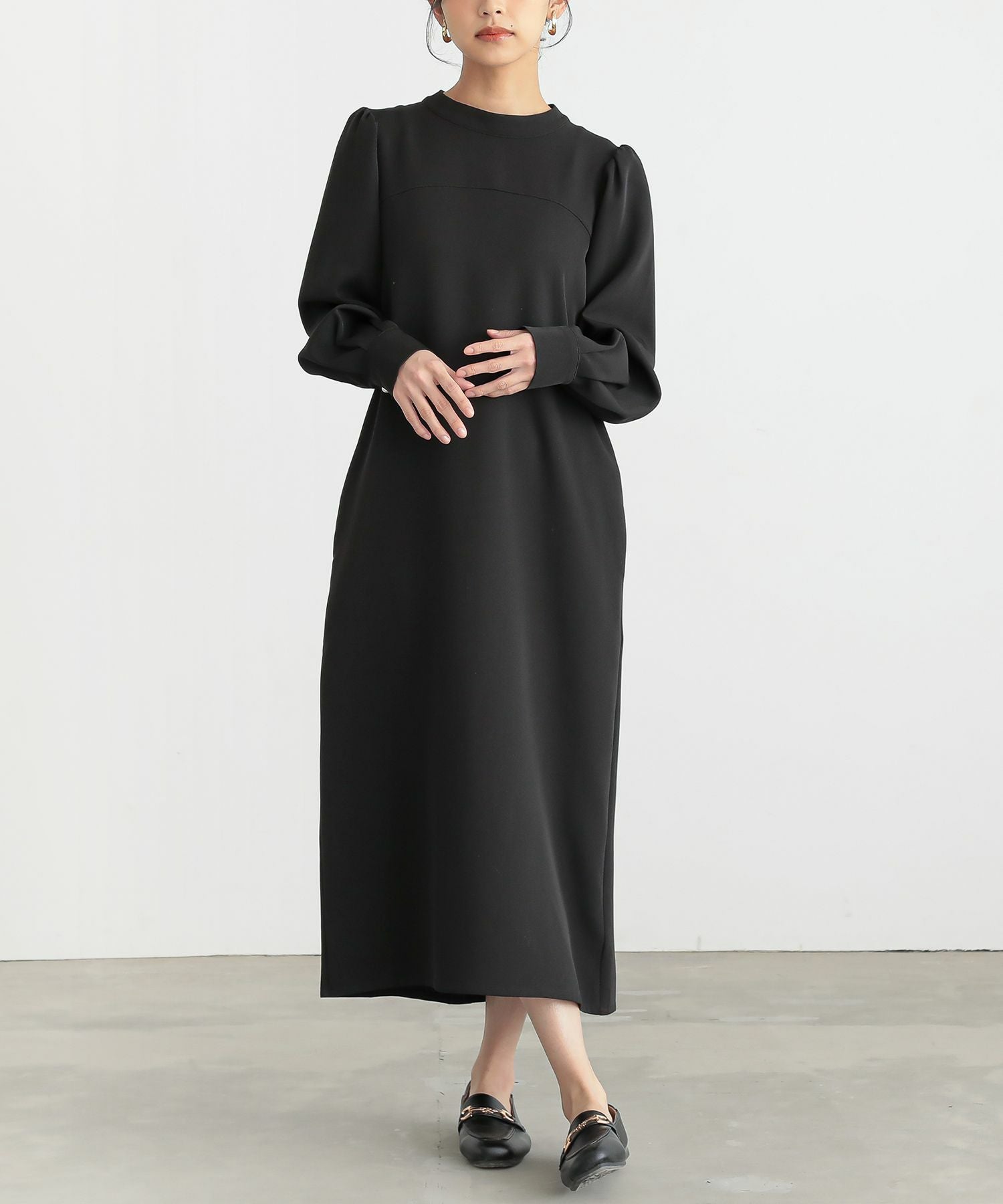 【25AW】新品タグ付き　アンドレスド　ワンピース　パール フェイクポケット付きパールビジュー飾り釦スパンコールツイードミニ