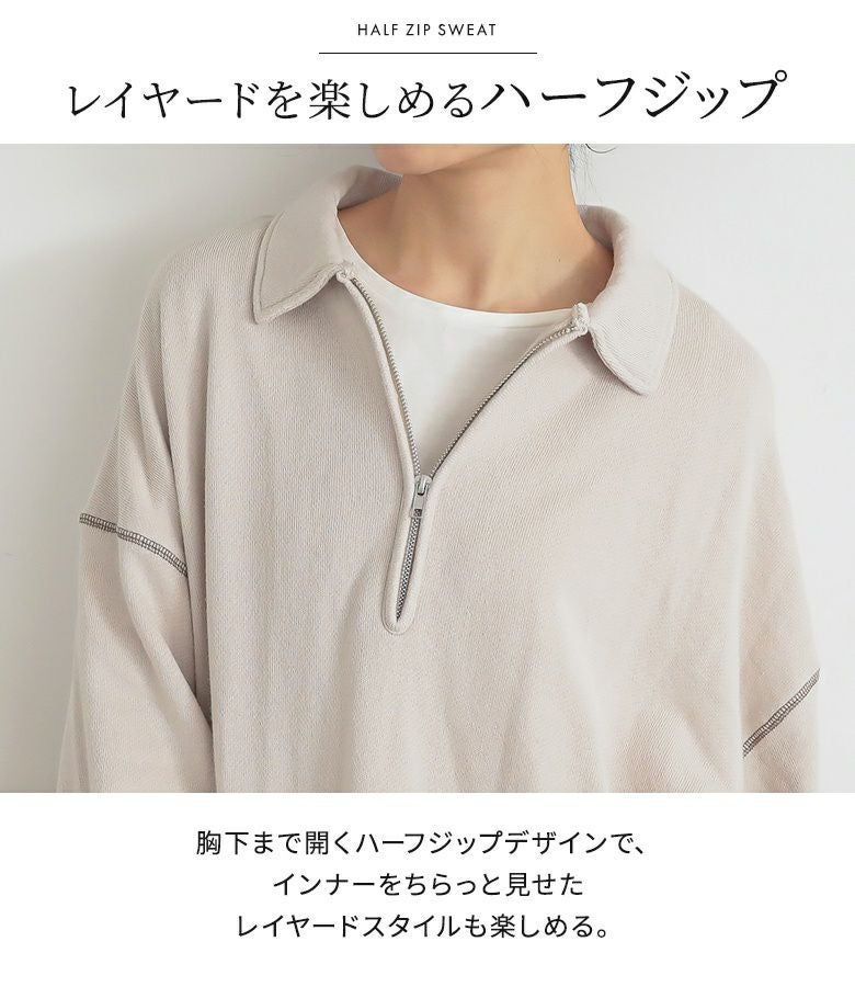 完売品 anela tokyo 新作ハーフジップアップデザインスウェット 新色追加】【インフルエンサー OKOCHI企画】ハーフジップスウェット