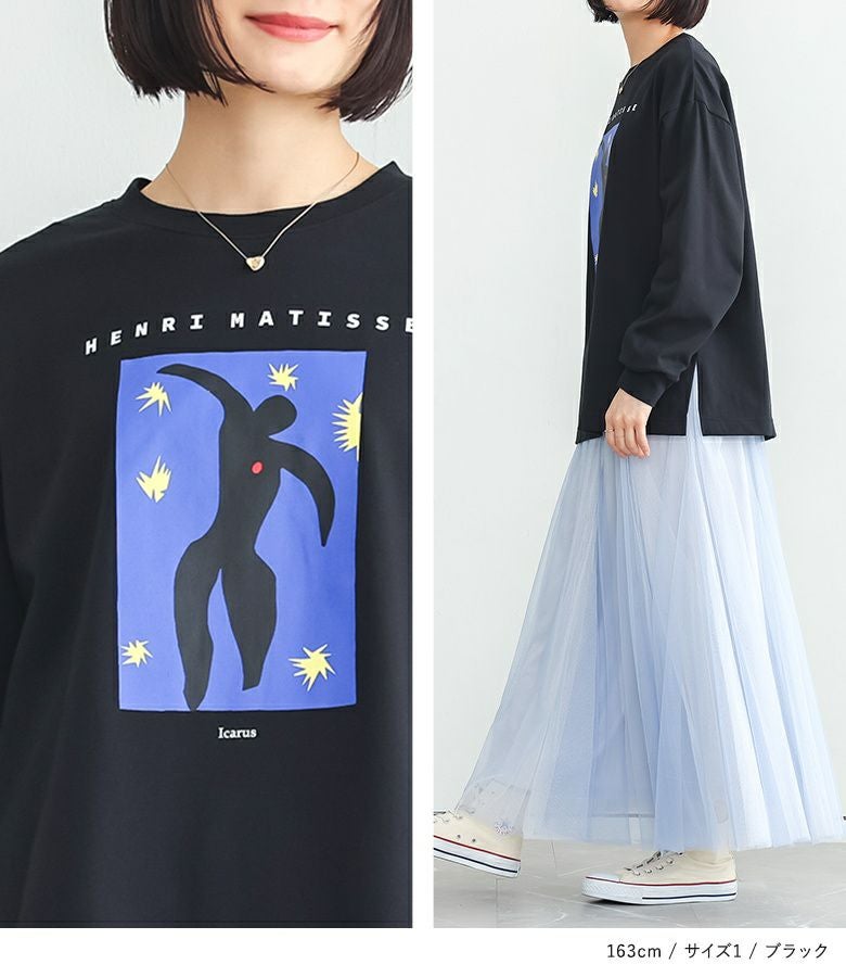 OLLEBOREBLA アートプリント 長袖カットソー n'OrLABEL絵画プリントロンT』