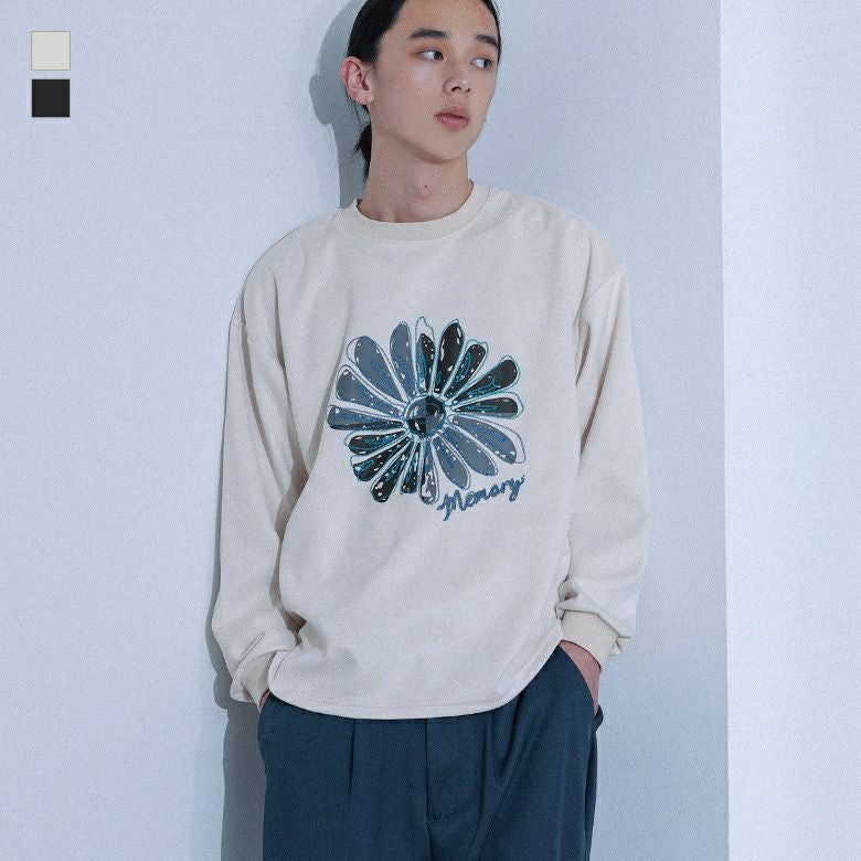 フラワー刺繍プリントプルオーバー