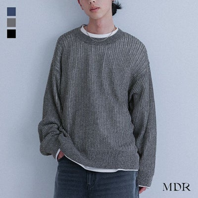 MDR(エムディアール)透かし編みクルーネックニット