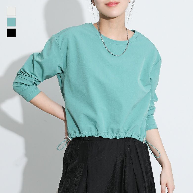 フロントドロストショートトップス