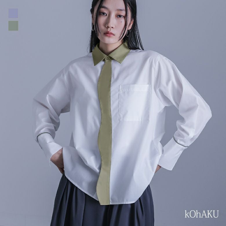 kOhAKU(コハク)フロントラウンド配色シャツ