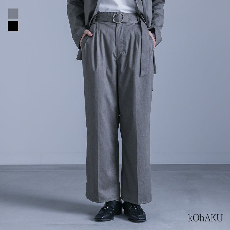 kOhAKU(コハク)変形ベルトバックルタックパンツ