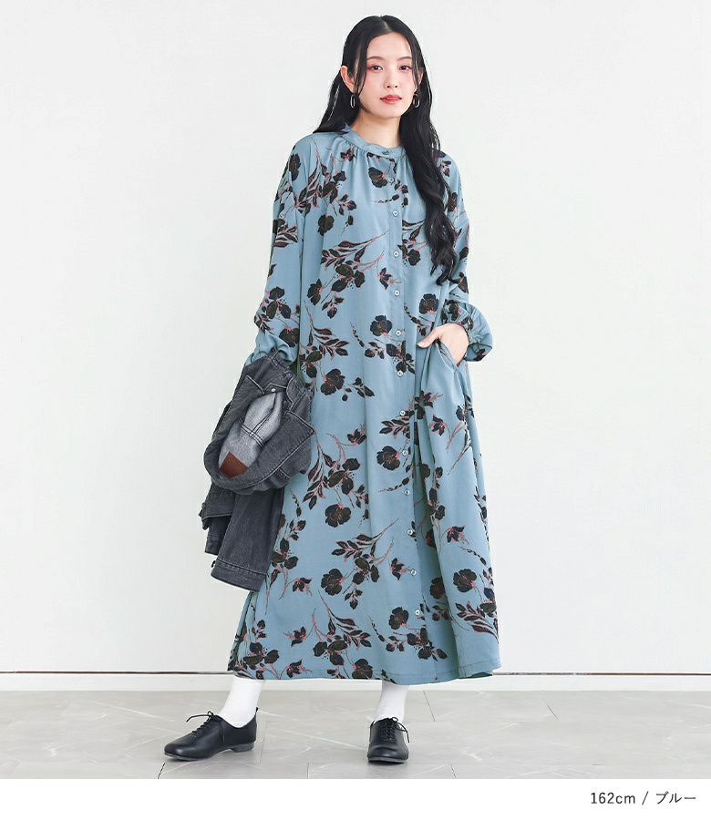 n'OrLABEL花柄ボリュームスリーブワンピース』