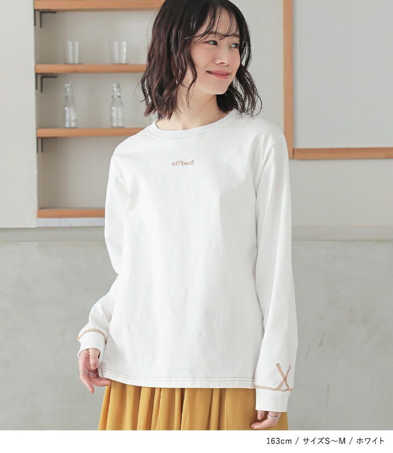 n'OrLABEL配色ステッチロゴ刺繍ロンT』