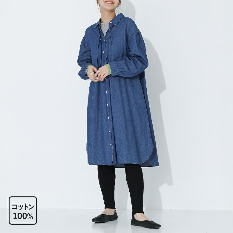 デニムタックシャツワンピ