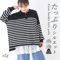 nOrLABEL(ノアールレーベル)パネルボーダーニットポロ