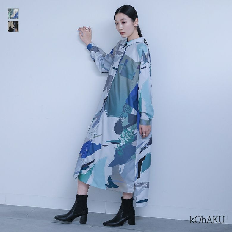 kOhAKU(コハク)アート柄シャツワンピース