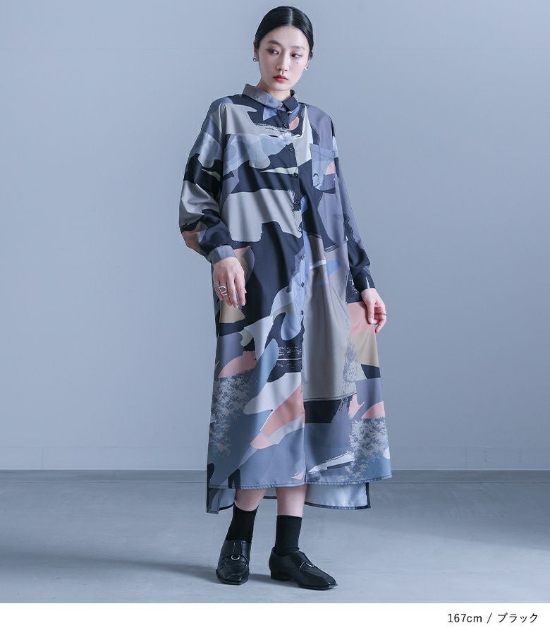 kOhAKUアート柄シャツワンピース』