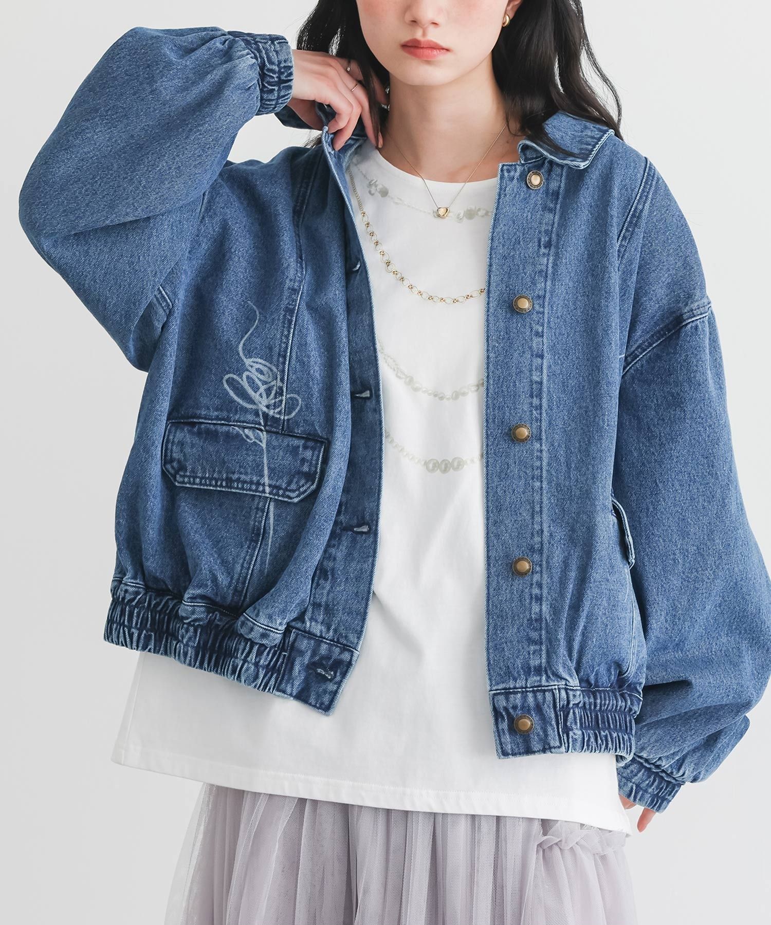 美品 希少30周年記念 M ディーゼル デニムブルゾン レース 花柄 インディゴ somari imagination花柄モチーフデニムブルゾン』