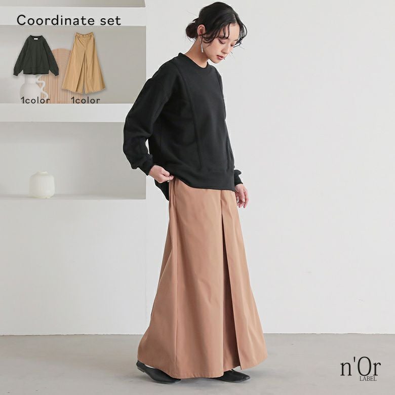 裏毛テープデザインスウェット×スカート見えパンツコーデ2点SET