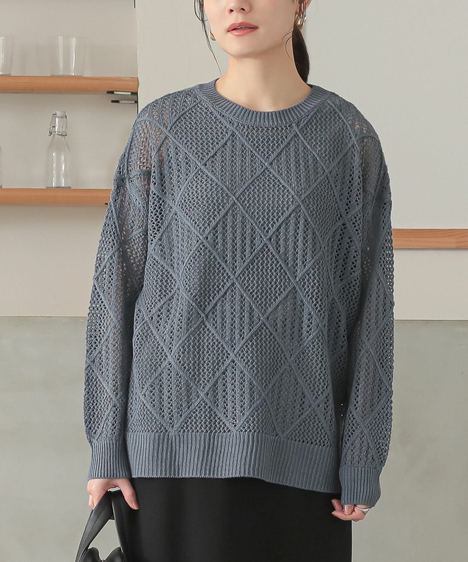 【新品未使用】 シースルーニット 透かし編みニットプルオーバー | Openwork knit pullover (eri. select)