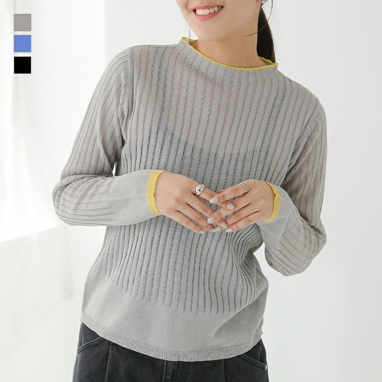 配色シアートップス