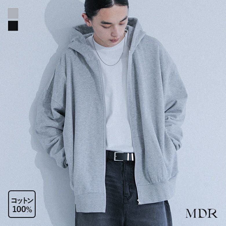 MDRオーバーサイズ裏毛ジップアップパーカー』