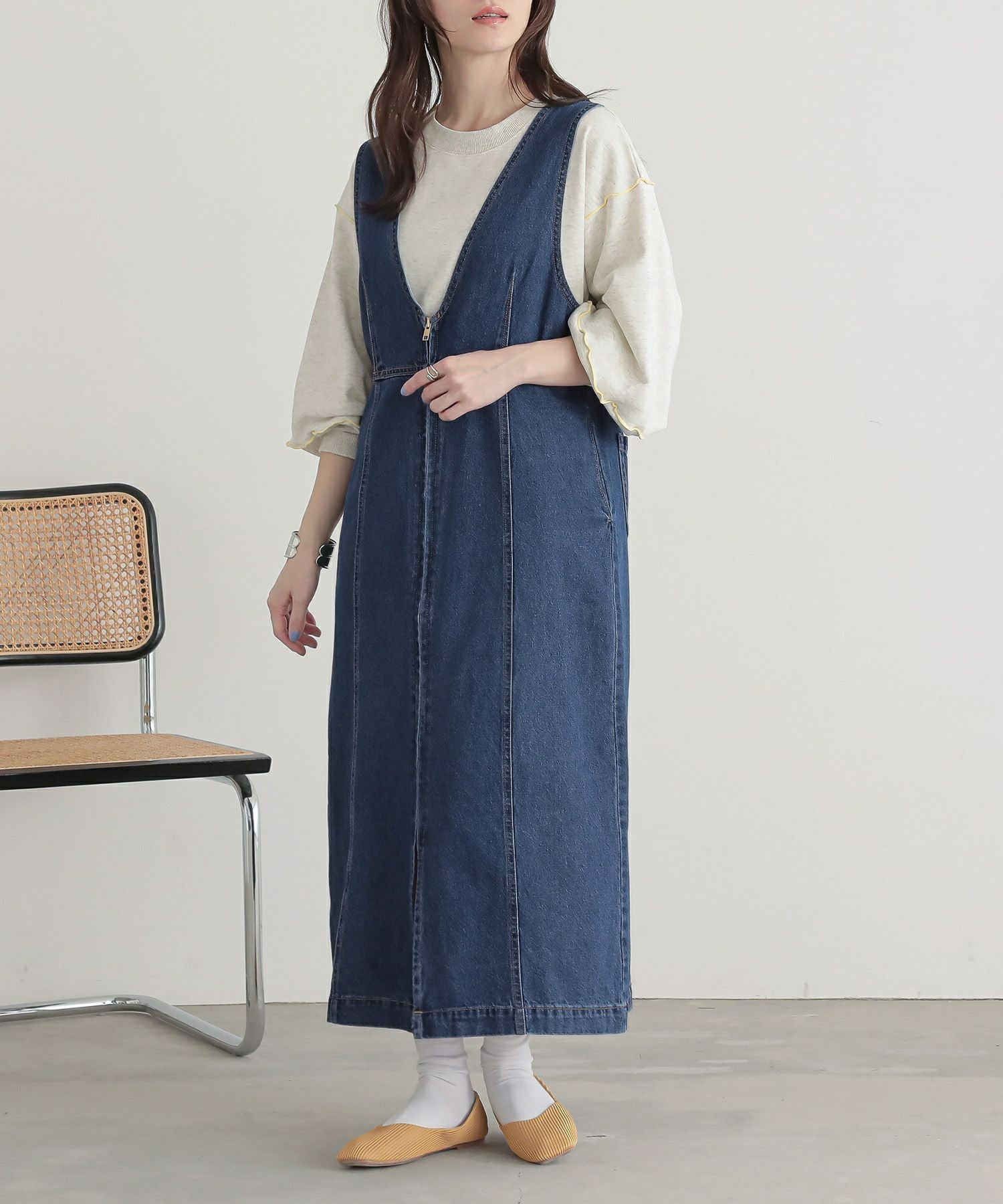 n'OrLABELフロントジップデニムジャンスカ』