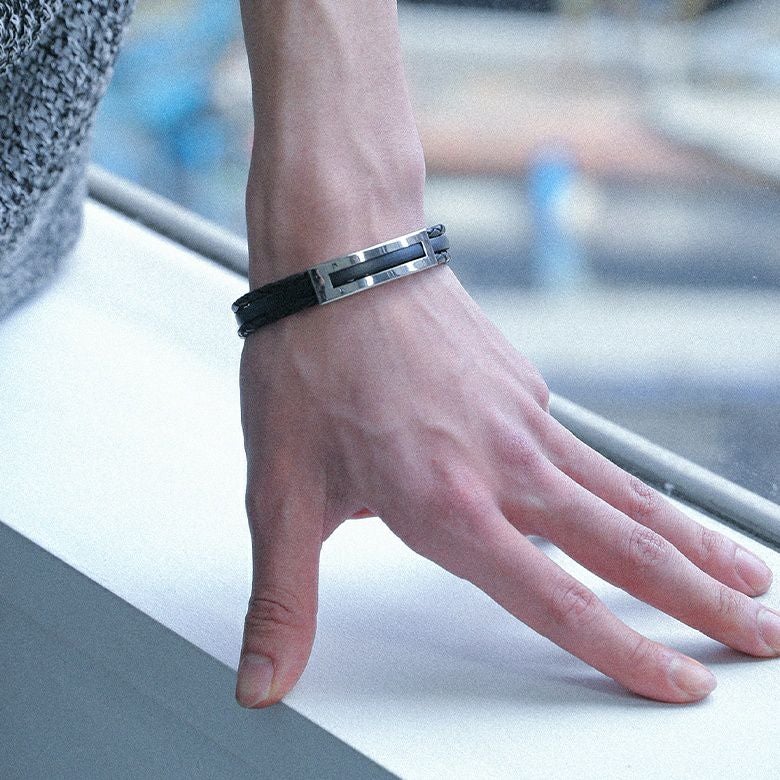 プレート合皮ブレスレット