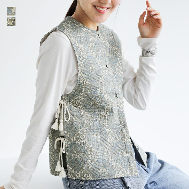 プリントキルティングベスト