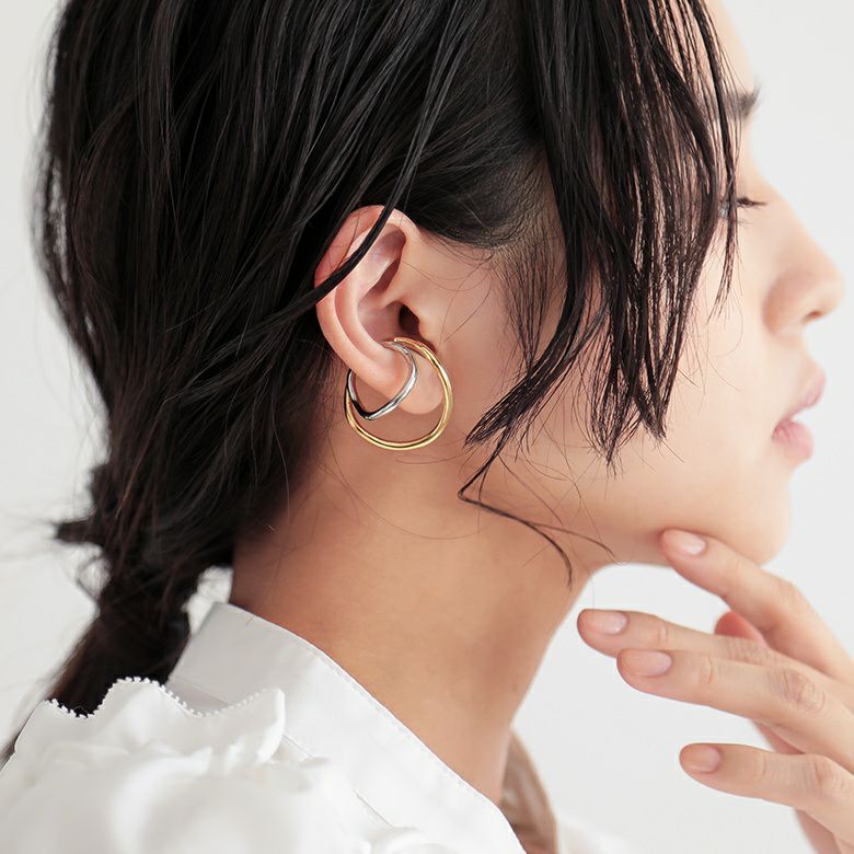 2連フープミックスカラーイヤーカフ