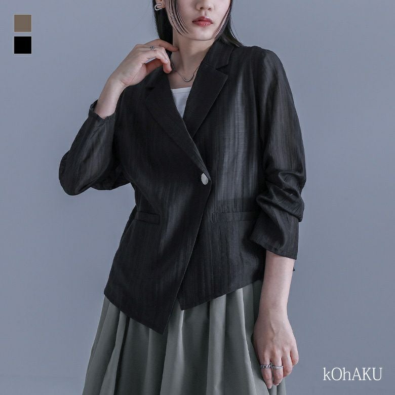 kOhAKU(コハク)シアーストライプアシンメトリージャケット