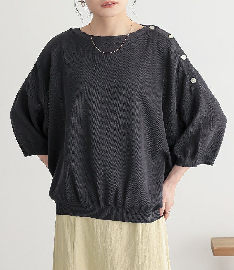 新品 ボブ BOB 長袖サマーニット M HKN102 Mサイズ パイル地 肩ボタンドルマンニット』