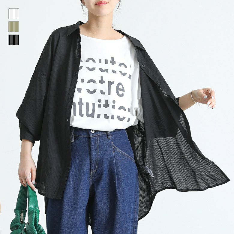 ストライプガーゼシャツ