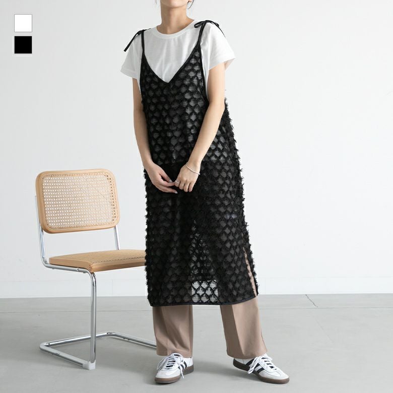 フリンジジャカードキャミワンピース