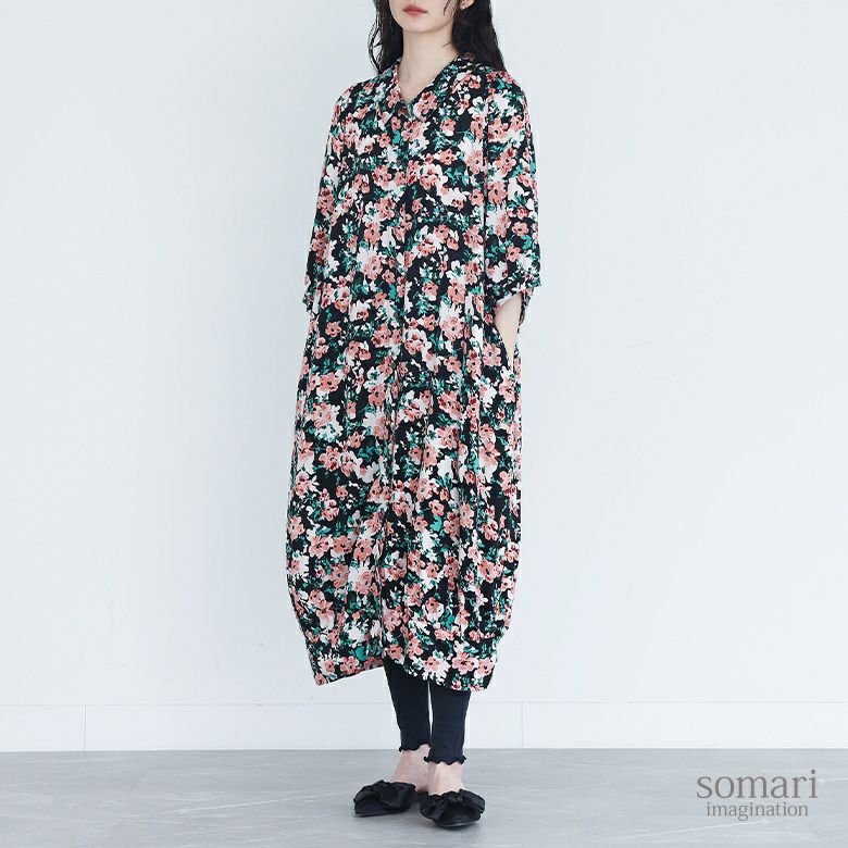 【大人気即完売】<original>花柄プリントワンピース somari imagination花柄プリントワンピース』