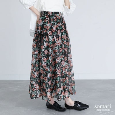 somari imagination(ソマリイマジネーション)花柄プリントオーガンジースカート