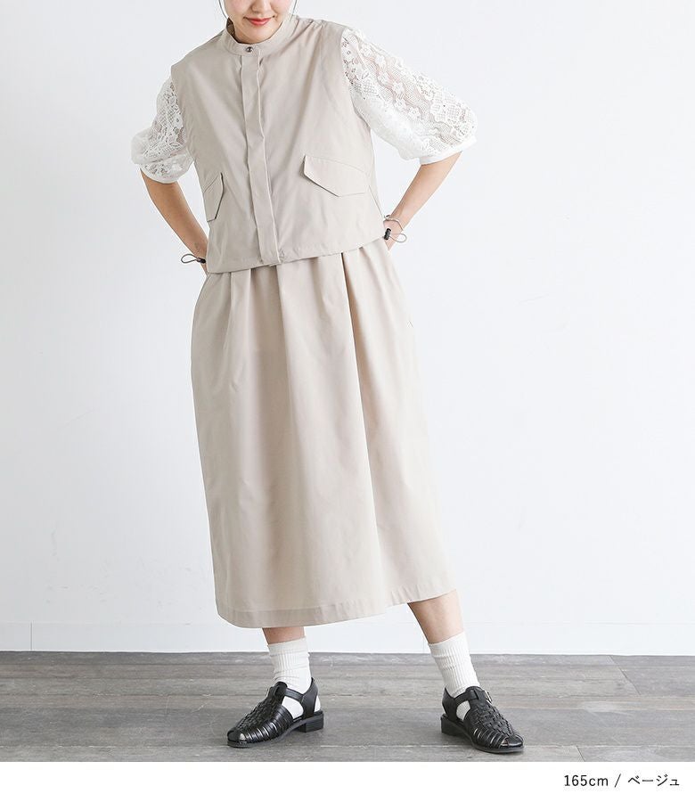 ショートジレレイヤードワンピース ショートジレシャツ＋キャミワンピセット』