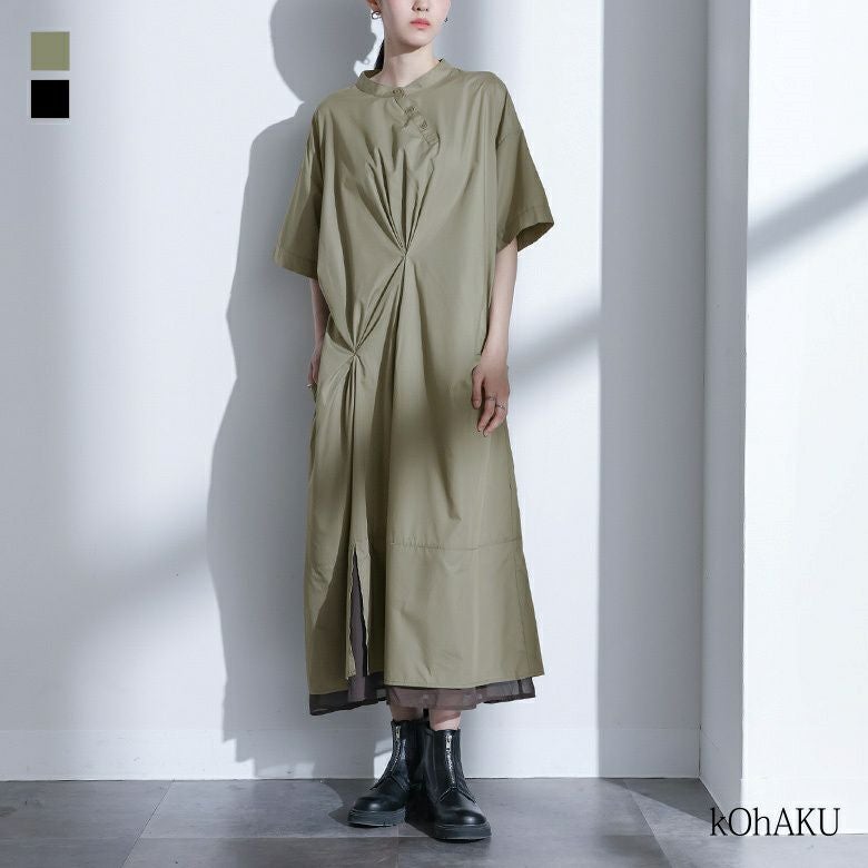 kOhAKU(コハク)異素材タックシャツワンピース