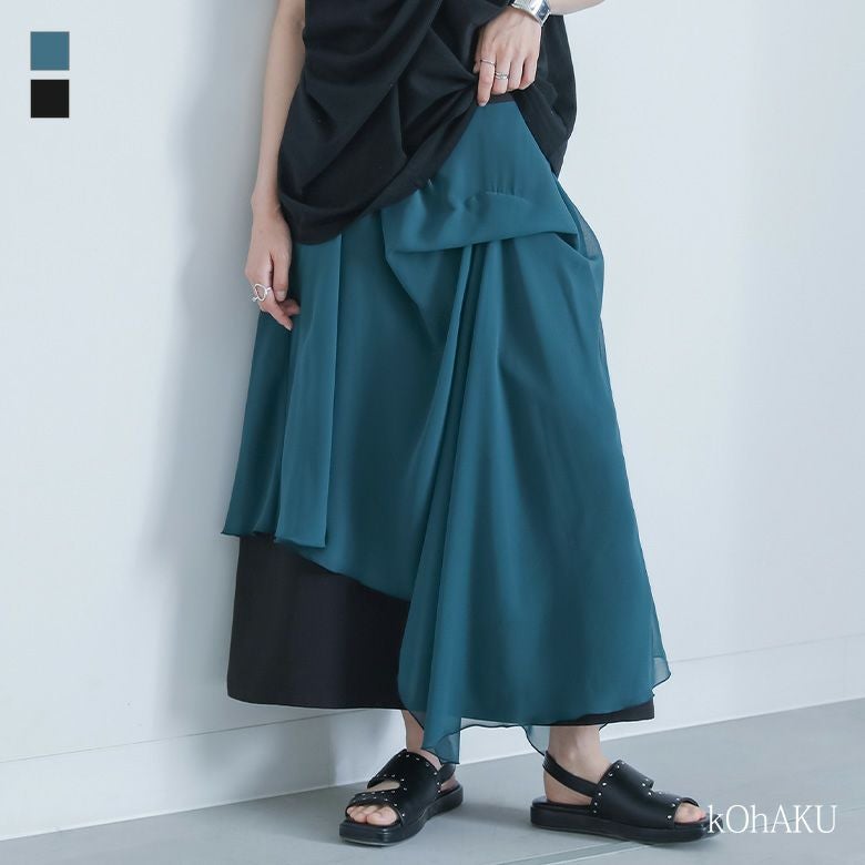 kOhAKU(コハク)シフォンレイヤードアシメスカート