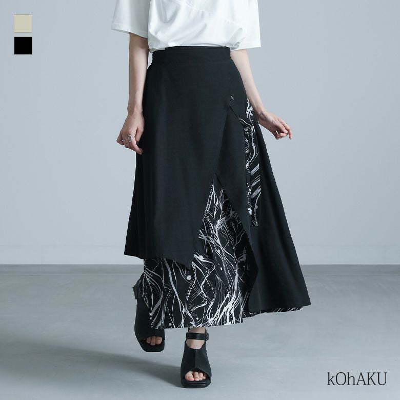 kOhAKU(コハク)異素材ラップフレアスカート