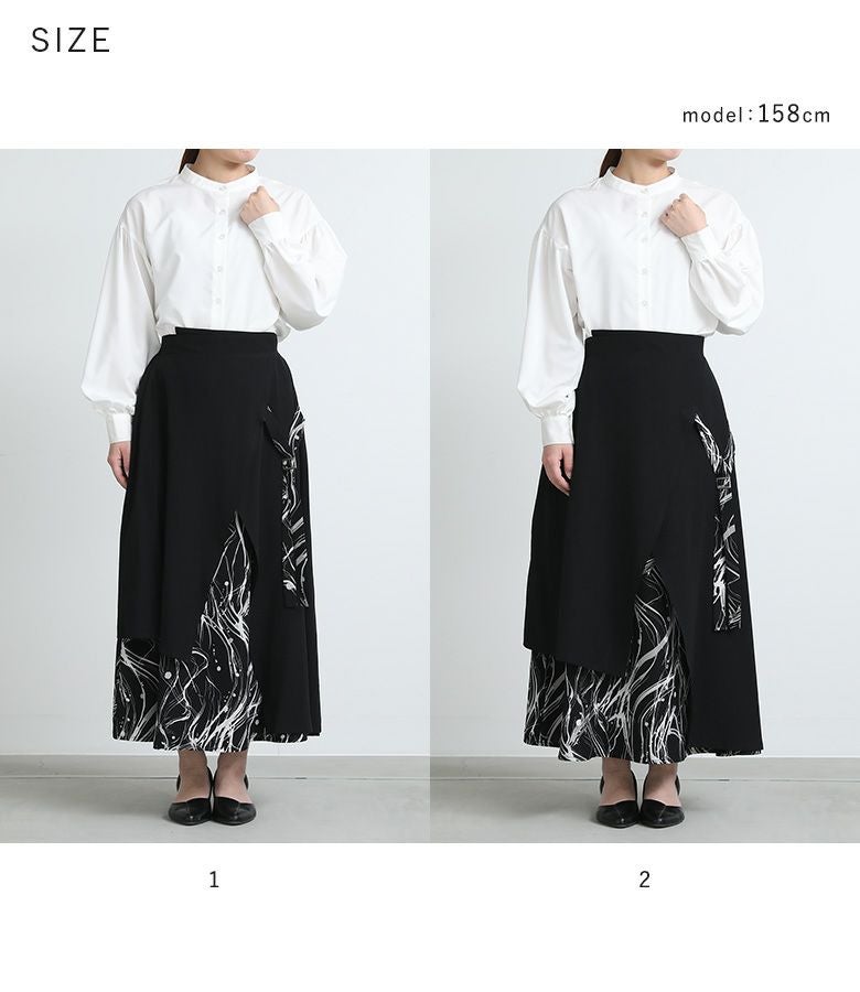 kOhAKU異素材ラップフレアスカート』