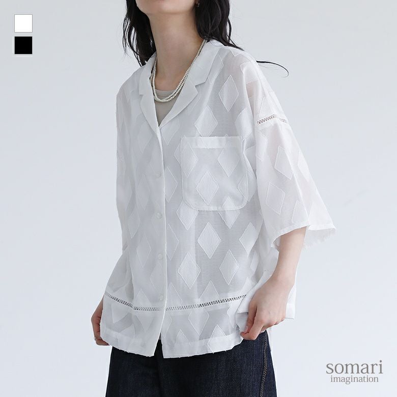 somari imagination(ソマリイマジネーション)カットジャカード開襟シャツ