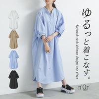 n'OrLABEL(ノアールレーベル)キーネックタックドルマンワンピース
