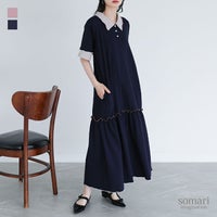 somari imagination(ソマリイマジネーション)ワイドリブ配色ポロワンピース
