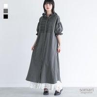 somari imagination(ソマリイマジネーション)フリルフードピンタックシャツワンピース