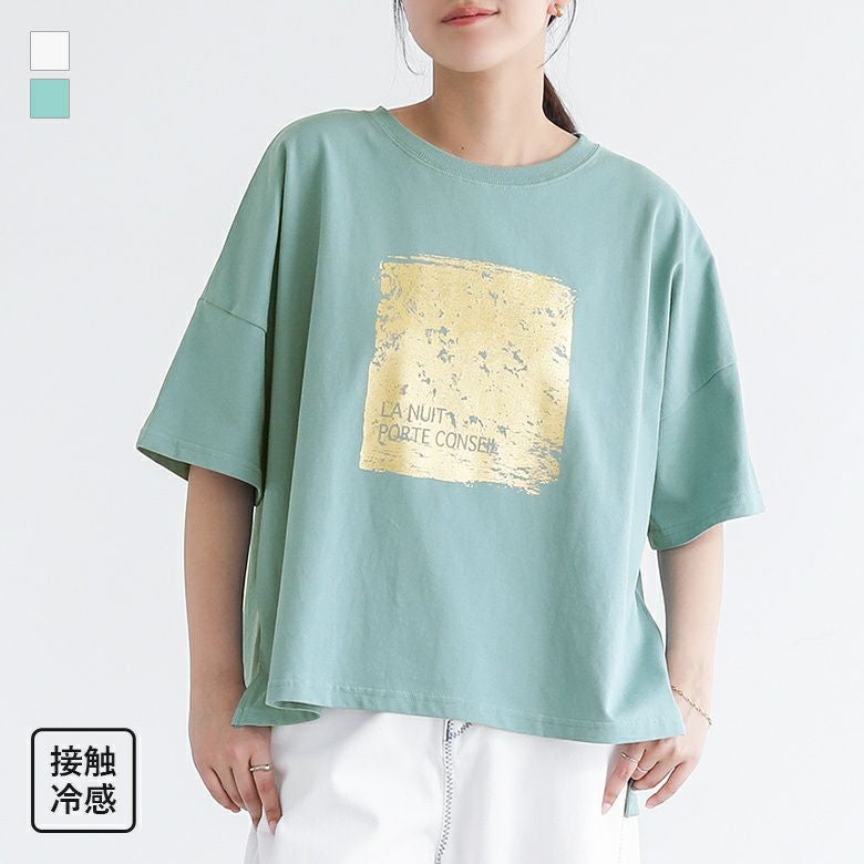 箔プリントワイドロゴTシャツ
