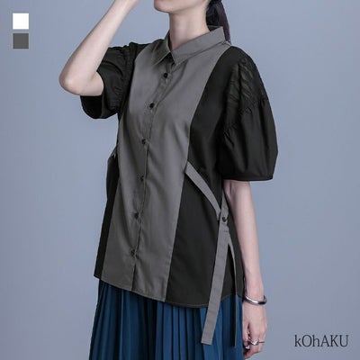kOhAKU(コハク)レース切替配色ブラウス
