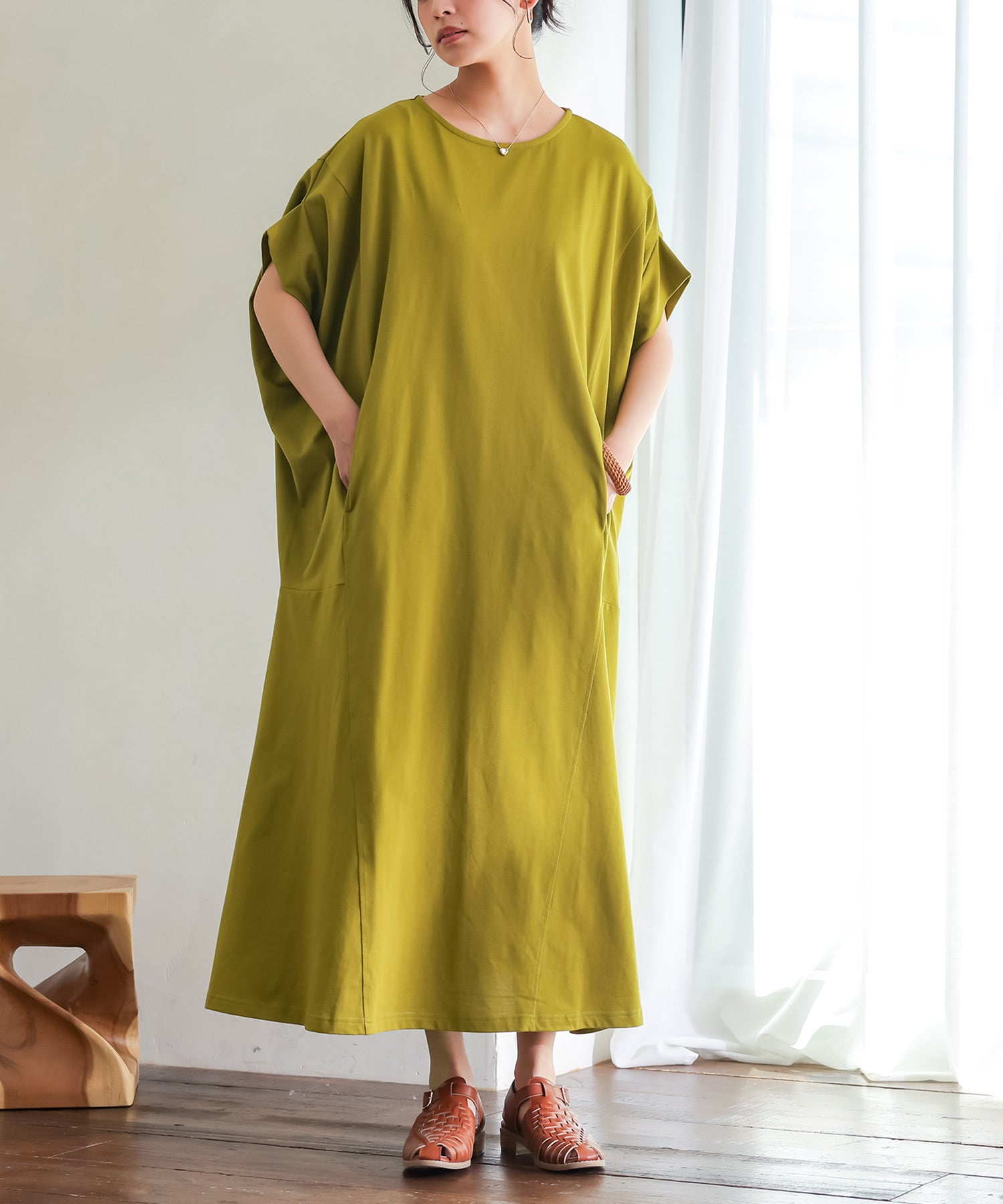 n'OrLABEL接触冷感変形ドルマンカットワンピース』