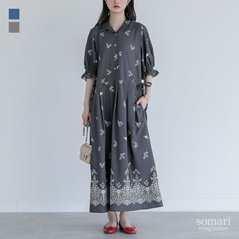 somari imagination(ソマリイマジネーション)花柄プリント半袖ワンピース