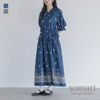 somari imagination(ソマリイマジネーション)花柄プリント半袖ワンピース