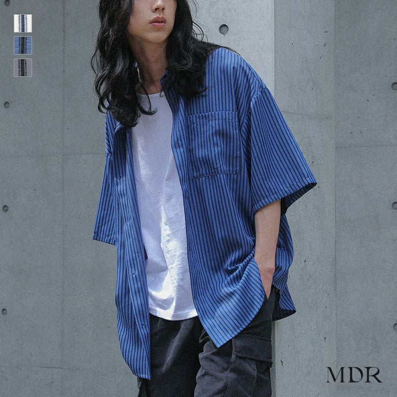 MDR(エムディアール)マルチストライプレギュラーカラーシャツ